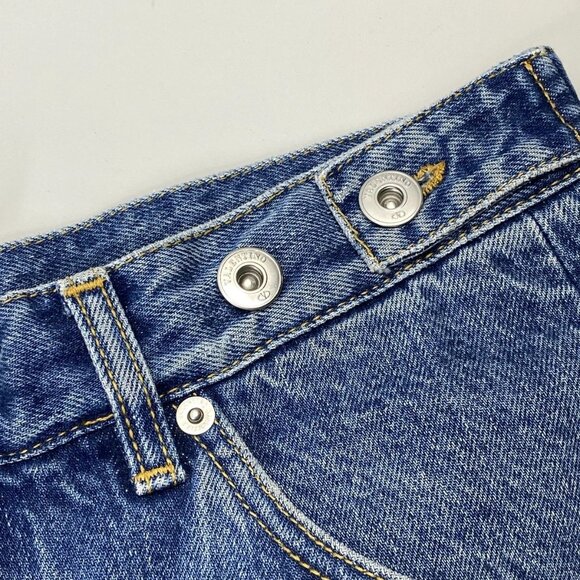 NEW VALENTINO Womens Jeans Blue Size 10 Baggy Denim Archive Print Pocket - Picture 2 of 10